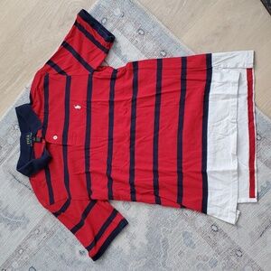 Polo Ralph Lauren Teen Boys Red Striped Preppy Polo Shirt SzL (14-16)